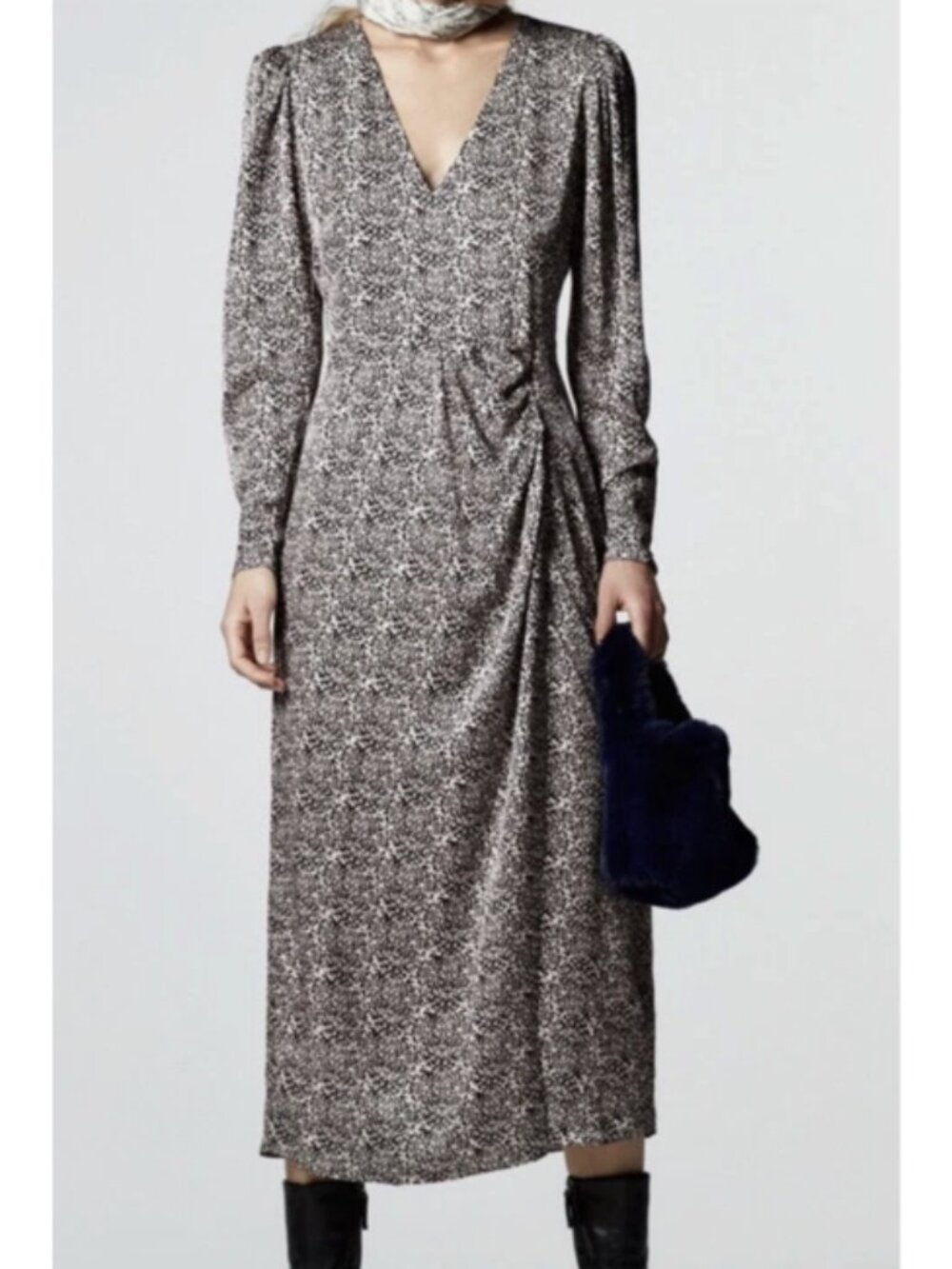 Zara Black & White Midi Dress w/Slit - The Tami Dress, Size Small. NWT
